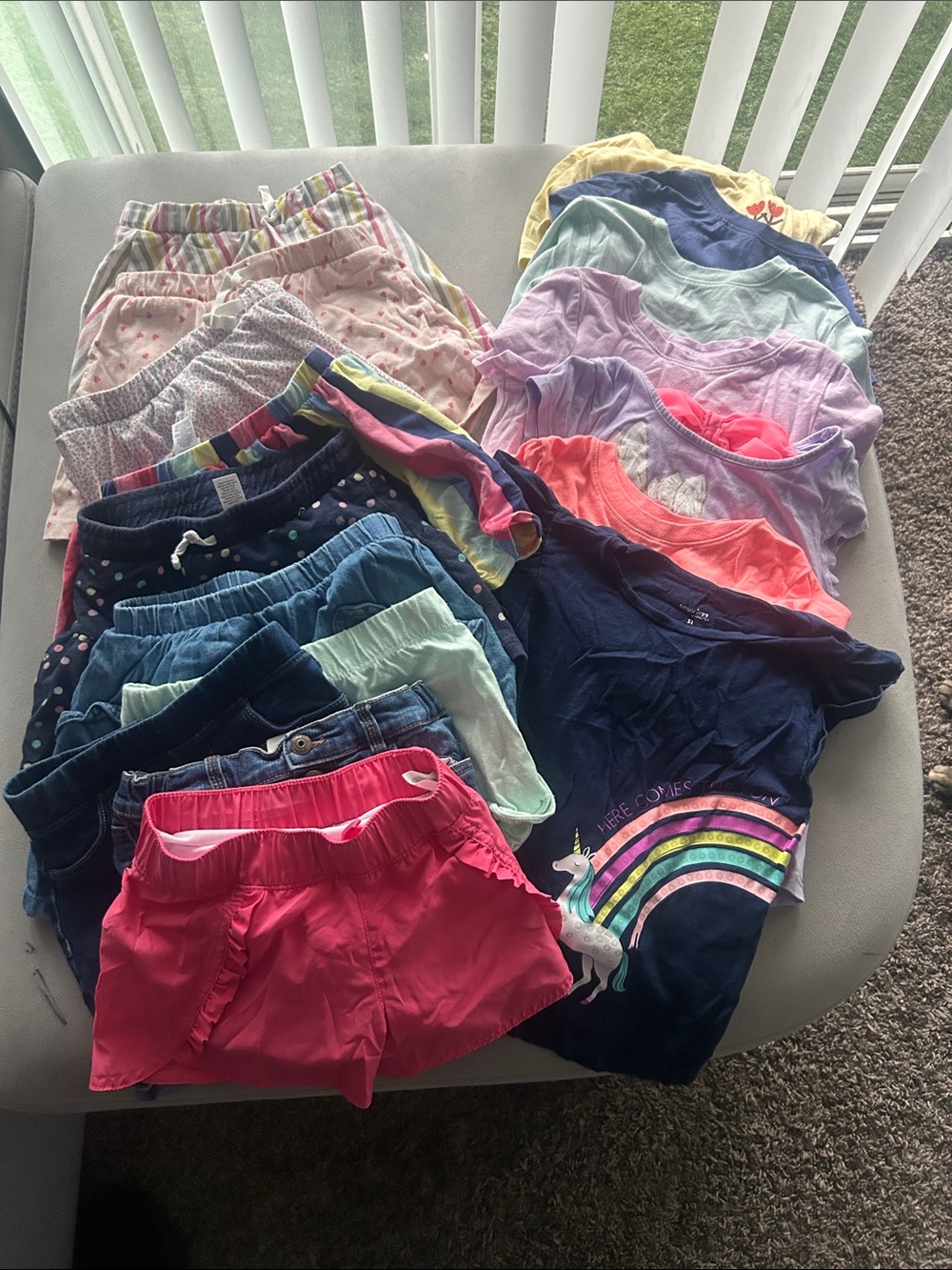 Girls Mixed Shirt and Shorts Lot - Navy, Pink, Pastel Colors size 5t
